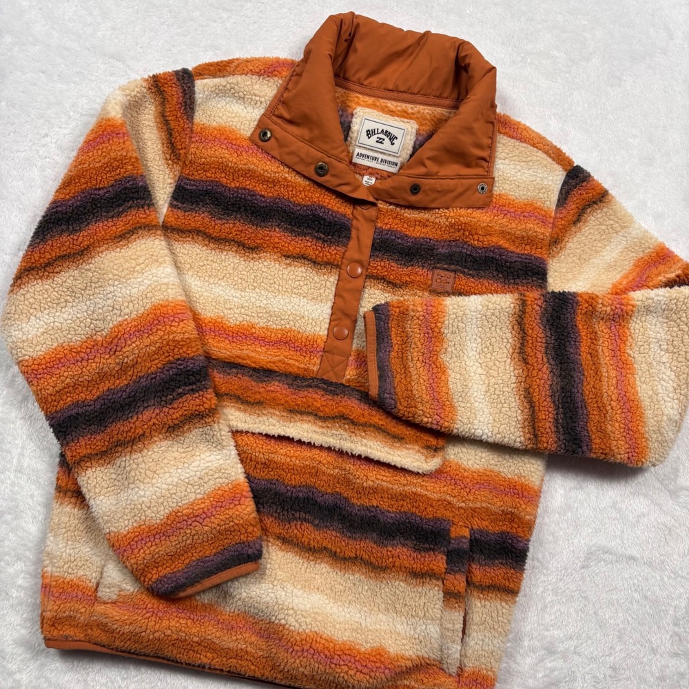 Billabong Adventure Switchback Pullover Fleece Women M Deep Pile Sherpa Aztec